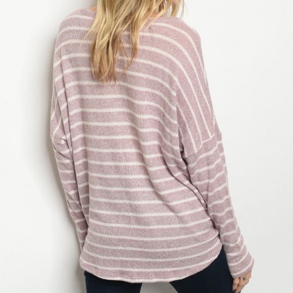 MAUVE & IVORY KNIT TOP - Picture 2 of 8